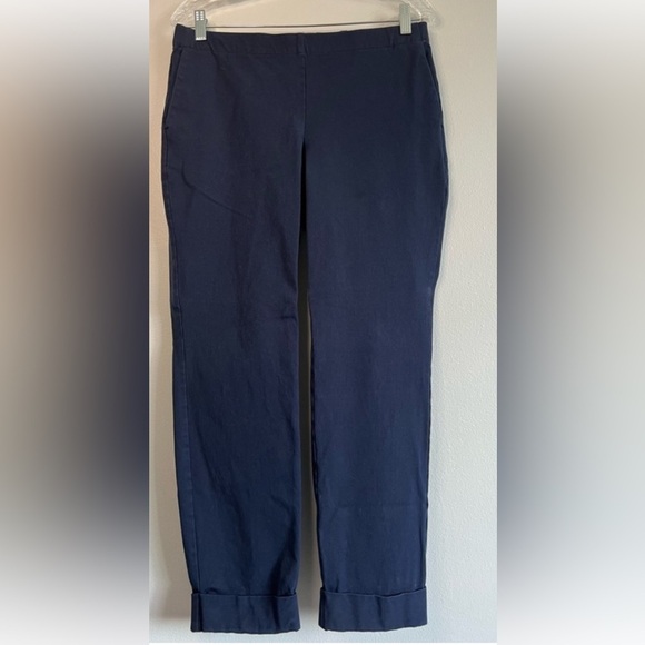 J Jill Premium Bi Stretch Slim Leg Cuffed Pull On Pants Size 10 Navy - Picture 2 of 9